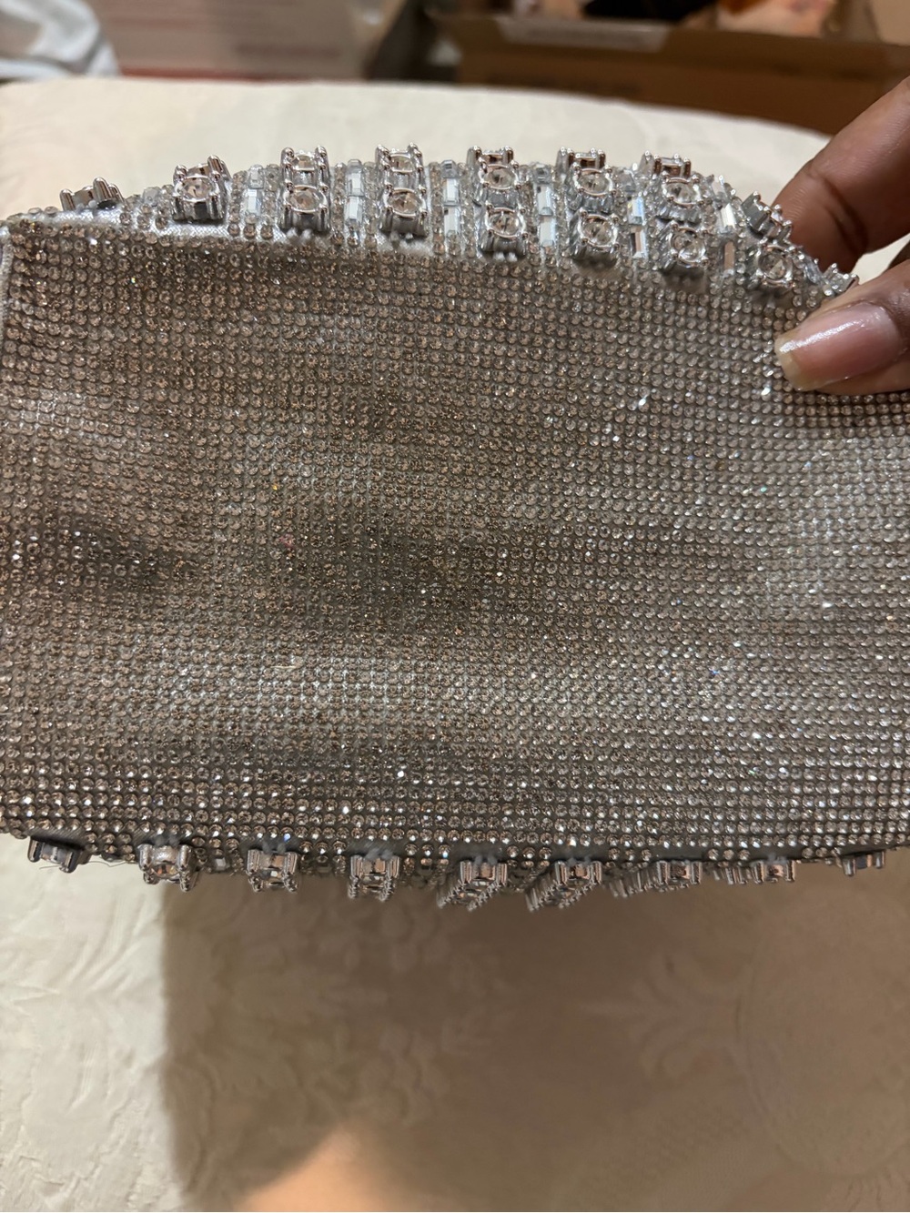 Silver Crystal Embellished Women's Handbag - Picture 3 of 4